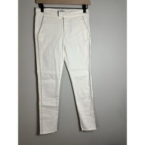 Suncoo Paris "Jack" White Slim Leg Trousers with Silver Chain Trim Sz T0 (US XS)